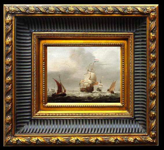 framed  unknow artist Seascape, boats, ships and warships. 149, Ta024-2